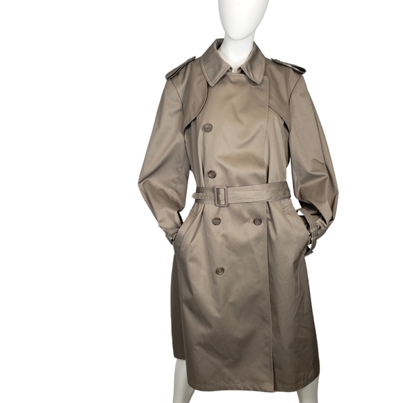 Beige Double Breasted Trench Coat 42 - Picture 1 of 14